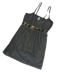 Bobby J Gray Metallic Embellished Spaghetti Strap Pullover  Camisole Top NWT